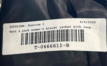 Load image into Gallery viewer, Kent &amp; Park Womens Beige Black Leopard Print One-Button Blazer Jacket Size 36
