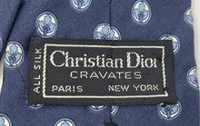 Load image into Gallery viewer, Christian Dior Mens Blue Geometric Silk Adjustable Pointed Tie One Size
