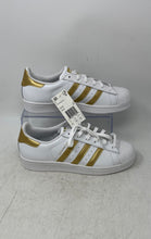 Load image into Gallery viewer, Adidas Womens Superstar B39402 White Gold Tone Lace-Up Sneaker Shoes Size 6.5
