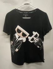 Load image into Gallery viewer, Karl Lagerfeld Womens Black Short Sleeve Round Neck Pullover T-Shirt Size Medium
