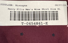Load image into Gallery viewer, Perry Ellis Mens Wine Star Print Slim Fit Stretch Button-Up Shirt Size XL w/ Tag
