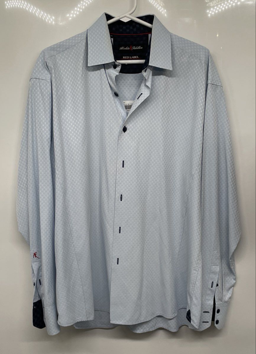 Absolute Rebellion Mens Light Blue Printed Red Label Button-Up Shirt Size XXL