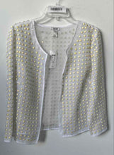 Load image into Gallery viewer, Cache Womens White Sheer Embellished Open Front Jacket Size 14 With Tag
