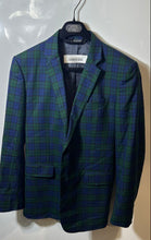 Load image into Gallery viewer, Brian Dales Mens Blue Green Plaid Wool Long Sleeve One-Button Blazer Size 52

