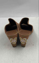 Load image into Gallery viewer, Authentic Tory Burch Womens Brown Suede Embroidered Block Mule Heels Sz 6M Worn
