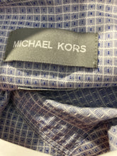 Load image into Gallery viewer, Michael Kors Mens Blue White Long Sleeve Printed Dress Shirt Size Medium
