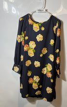 Load image into Gallery viewer, Loft Womens Black Yellow Floral Long Sleeve Round Neck Mini Dress Size LP
