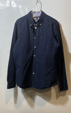 Load image into Gallery viewer, Tommy Hilfiger Mens Dark Blue Slim Fit Long Sleeve Button-Up Shirt Size M
