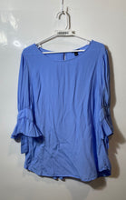 Load image into Gallery viewer, Ann Taylor Womens Light Blue 3/4 Bell Sleeve Round Neck Blouse Top Size L
