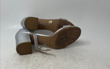 Load image into Gallery viewer, CL By Laundry Womens Silver Color Leather Low Block Ankle Strap Heels Size 8.5
