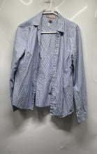 Load image into Gallery viewer, Forever 21 Womens Blue White Striped Cotton Long Sleeve Button-Up Shirt Size M
