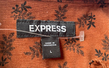 Load image into Gallery viewer, Express Mens Brown Floral Long Sleeve Collared Button-Up Shirt Size Large

