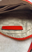 Load image into Gallery viewer, Michael Kors Womens Red Logo Embossed Leather Adjustable Strap Crossbody Bag

