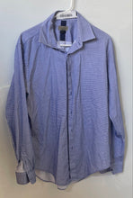 Load image into Gallery viewer, Zara Mens Blue White Geometric Print Slim Fit Long Sleeve Button-Up Shirt Sz XL
