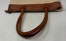 Load image into Gallery viewer, Florence Womens Brown Beige Leather Inner Pocket Double Handle Zip Top Tote Bag
