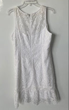 Load image into Gallery viewer, White House Black Market Womens White Floral Lace Flounce-Hem Shift Dress Size 8
