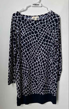 Load image into Gallery viewer, Michael Kors Womens Blue White Long Sleeve Shift Dress Size PL
