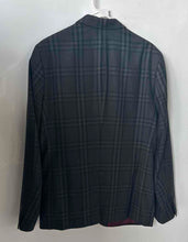 Load image into Gallery viewer, Original Penguin Mens Dark Gray Plaid Print Long Sleeve 2-Button Blazer Size L
