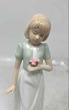 Load image into Gallery viewer, Wellington Collection Girl With Cat And Flower Porcelain Figurine Collectible
