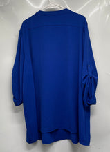 Load image into Gallery viewer, Calvin Klein Womens Blue Roll Tab Sleeve Button Front Blouse Top Size 3X
