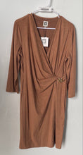 Load image into Gallery viewer, Anne Klein Womens Brown 3/4 Sleeve V-Neck Chain-Waist Wrap Dress Size L With Tag
