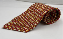 Load image into Gallery viewer, Givenchy Mens Red Yellow Geometric Print Silk Keeper Loop Adjustable Pointed Tie
