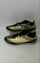 Load image into Gallery viewer, Adidas Kids F50 Club Messi Black Gold Round Toe Lace-Up Soccer Shoes Size 5.5
