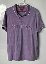 Load image into Gallery viewer, Guess Mens Purple Embroidered Logo Short Sleeve Collared Polo Shirt Size L
