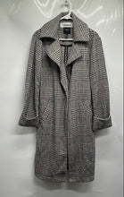 Load image into Gallery viewer, Forever 21 Womens Black White Houndstooth Long Sleeve Pockets Trench Coat Size M
