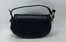 Load image into Gallery viewer, Zara Womens Black Leather Detachable Strap Flap Over Lined Shoulder Bag
