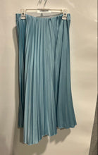 Load image into Gallery viewer, Zara Womens Blue Satin Effect Regular Fit Midi Pleated Skirt Size Medium
