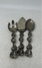 Load image into Gallery viewer, Silver-Plated Tone Spoon Fork And Cake Server Serving Utensils Set Of 3 Pcs
