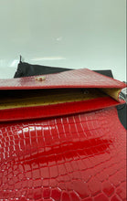Load image into Gallery viewer, Vanessa Williams Womens Red Crocodile-Embossed Leather Clutch Purse With Tags
