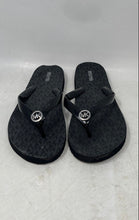 Load image into Gallery viewer, Michael Kors Womens Jet Set Black Gray Monogram Print Flip-Flop Sandals Size 10M
