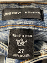 Load image into Gallery viewer, True Religion Womens Blue Light Wash Jennie Curvy Mid Rise Skinny Jeans Size 27
