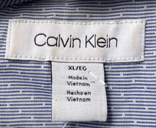 Load image into Gallery viewer, Calvin Klein Mens Blue White Cotton Long Sleeve Stretch Button-Up Shirt Size XL
