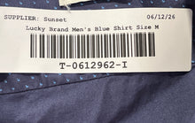 Load image into Gallery viewer, Lucky Brand Mens Blue Printed Stretch Long Sleeve Slim Fit Dress Shirt Size M
