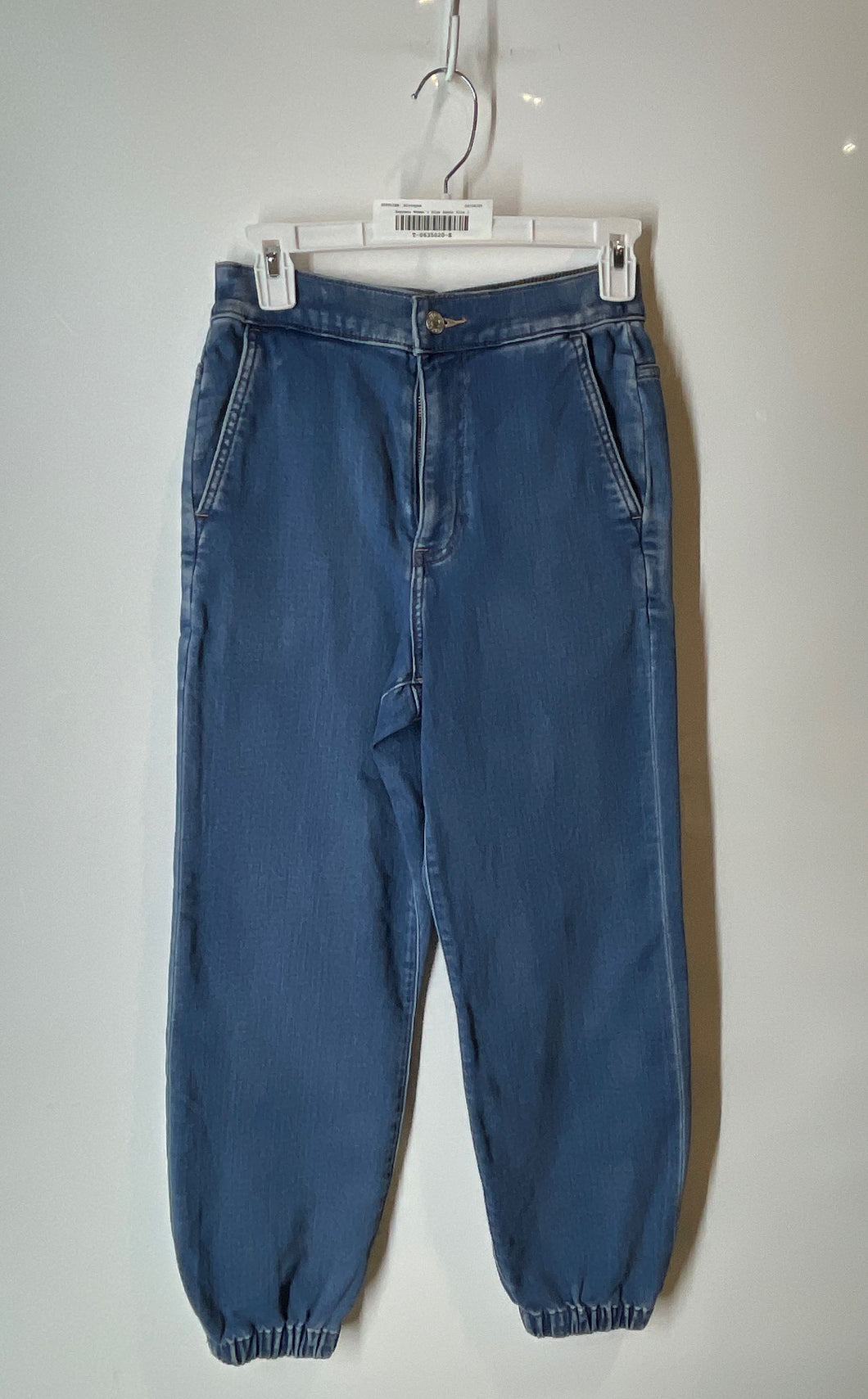 Express Womens Blue Denim Medium Wash Pockets Stretch Tapered Leg Jeans Size 2