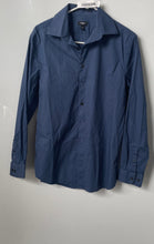 Load image into Gallery viewer, Express Mens Blue 1MX Slim Fit Long Sleeve Collared Button-Up Shirt Size Small
