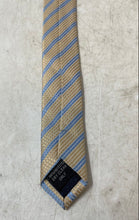 Load image into Gallery viewer, Venetto Collection Mens Light Blue Beige Striped Keeper Loop Pointed Tie
