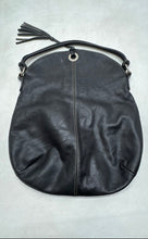 Load image into Gallery viewer, Cuoio Womens Black Leather Single Strap Outer Pockets Flap Over Shoulder Bag
