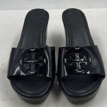 Load image into Gallery viewer, Authentic Tory Burch Womens Patti Black Wedge Platform Sandals Size 8.5M Damaged
