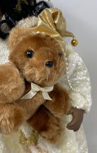 Load image into Gallery viewer, Petite Porcelains By Barbara Lee Curly Black Hair Plush Bear Cream Outfit Doll
