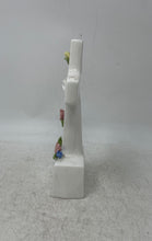 Load image into Gallery viewer, Porcelain Religious Decorative Cross Statue Hands Shaking Roses Bible Verse
