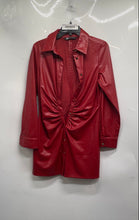 Load image into Gallery viewer, Zara Womens Red Long Sleeve Collared Short Shirt Dress Size Medium
