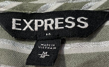 Load image into Gallery viewer, Express Womens Green White Striped Cap Sleeve V-Neck Pullover Blouse Top Size M
