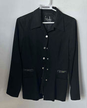 Load image into Gallery viewer, Fitelle Paris Womens Black Long Sleeve Button-Front Jacket Size Small
