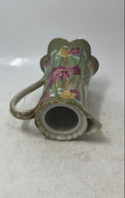 Load image into Gallery viewer, Vintage Green Floral Scalloped Edge Hand Painted Ceramic Collectible Pitcher Jar
