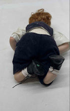 Load image into Gallery viewer, Boy Brown Hair Blue Eyes Sitting On Knees Porcelain Doll With Outfit
