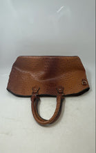 Load image into Gallery viewer, Womens Brown Faux Leather Polished Metal Texture Rolled Double Handle Tote Bag
